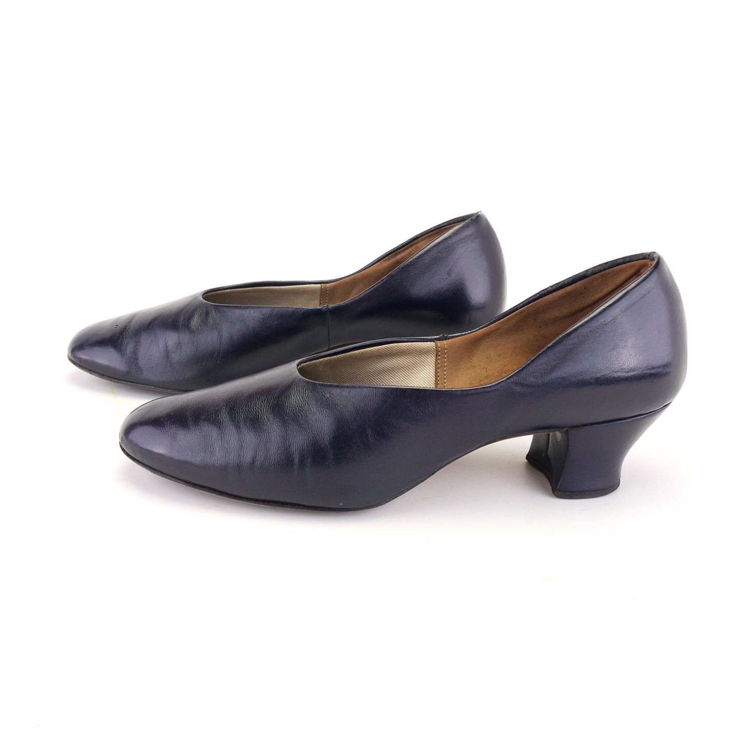 1930s Navy Leather Grecian Slippers by Robt Derby UK 5