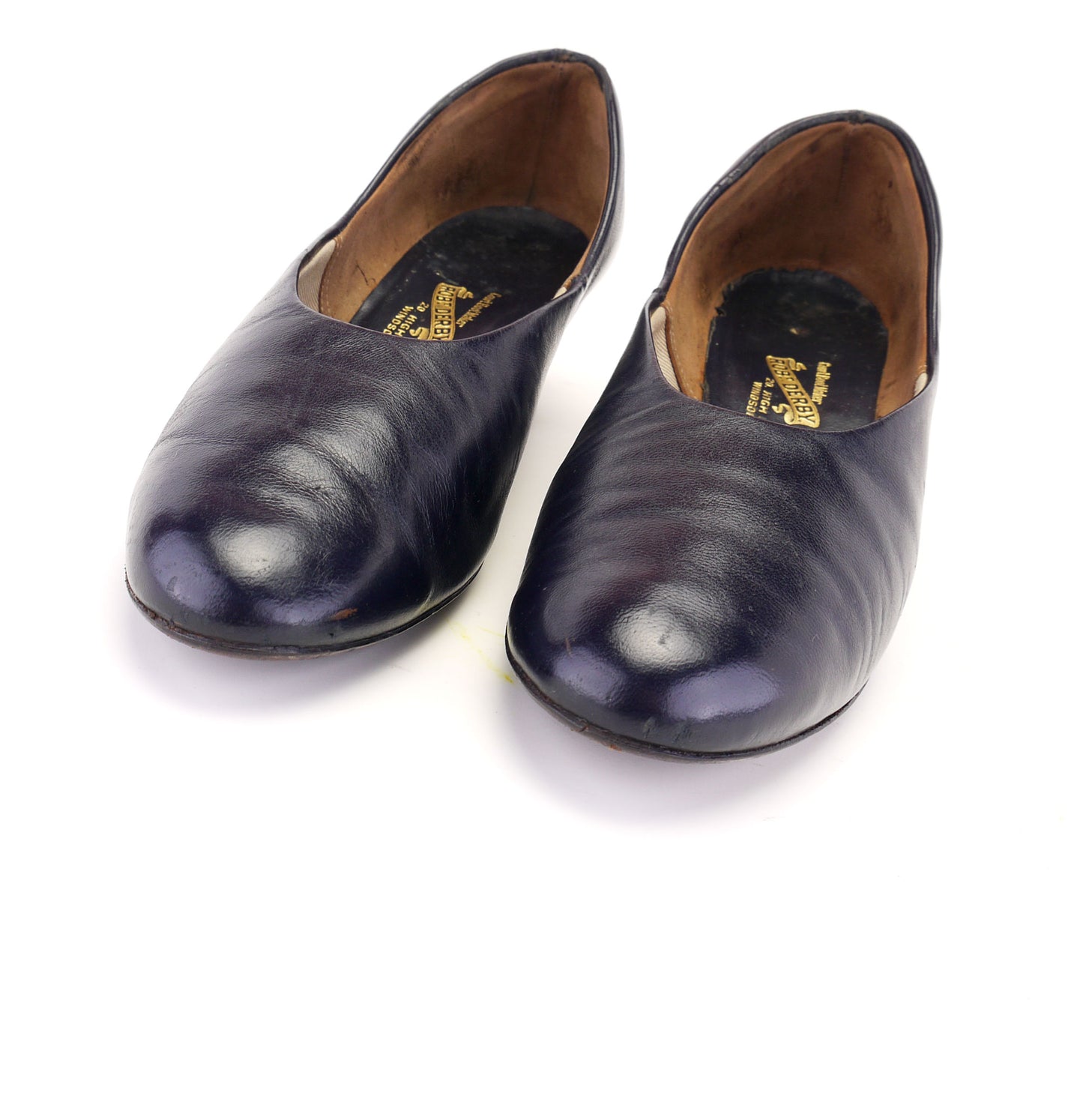 1930s Navy Leather Grecian Slippers by Robt Derby UK 5