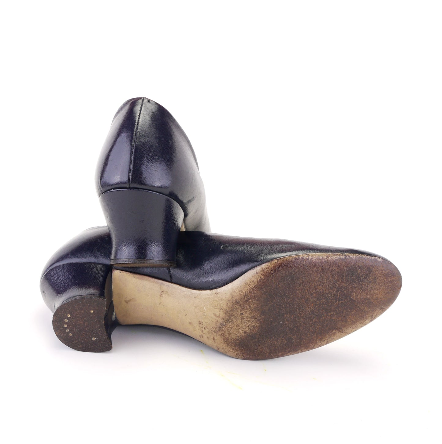 1930s Navy Leather Grecian Slippers by Robt Derby UK 5