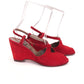 1940s Red Suede Wedge Sandals by Saks UK 6.5