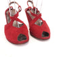 1940s Red Suede Wedge Sandals by Saks UK 6.5