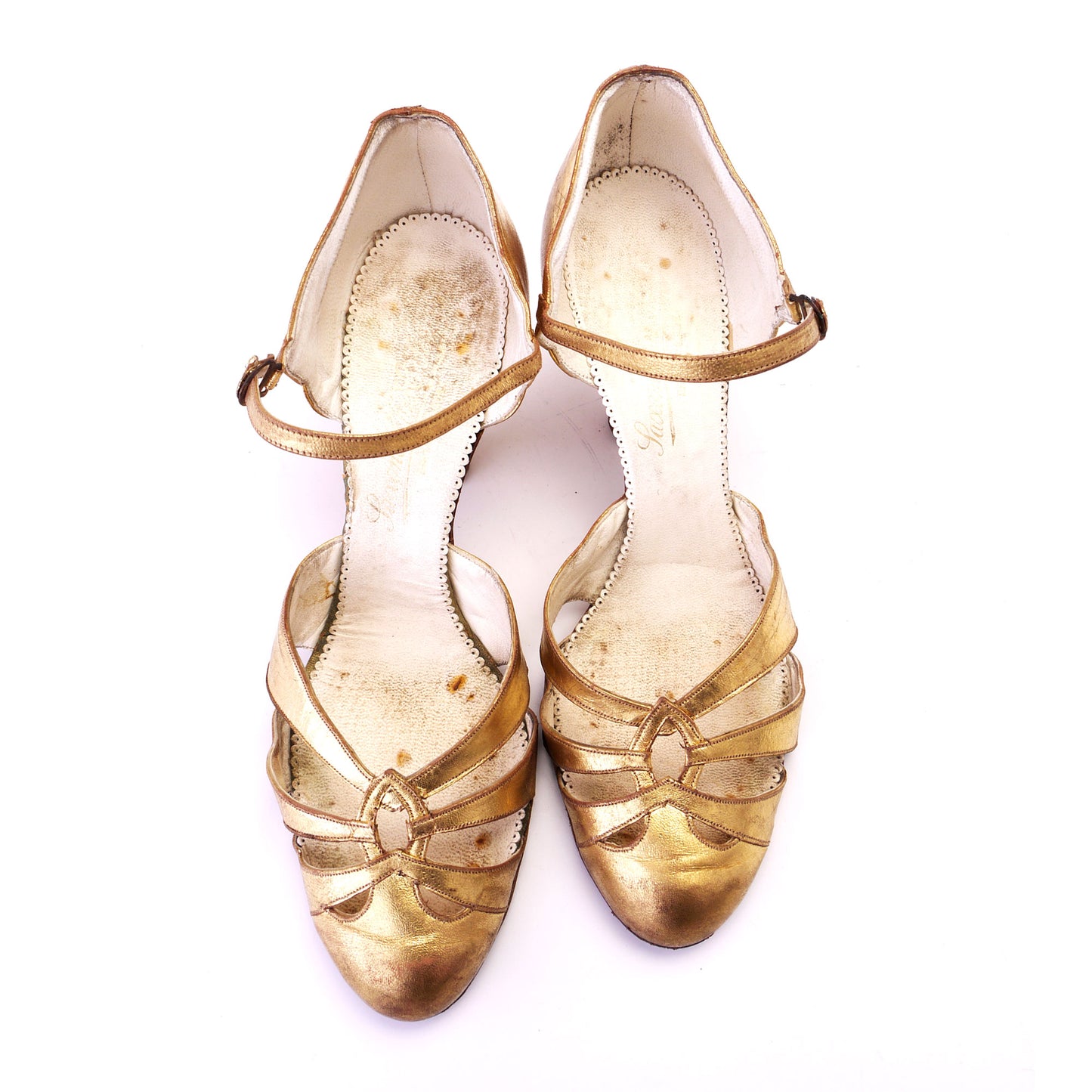 1930s Saxone Gold Dancing Shoes UK 3.5