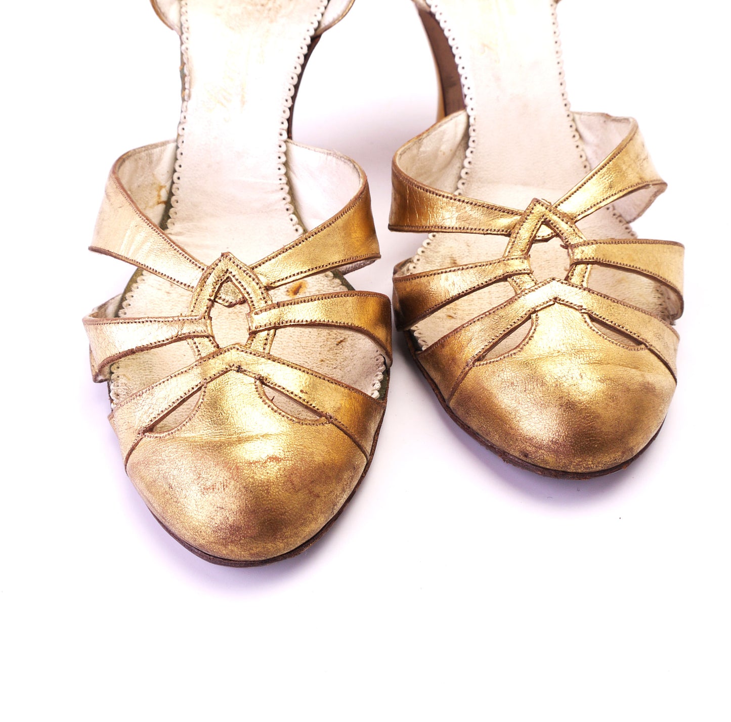 1930s Saxone Gold Dancing Shoes UK 3.5