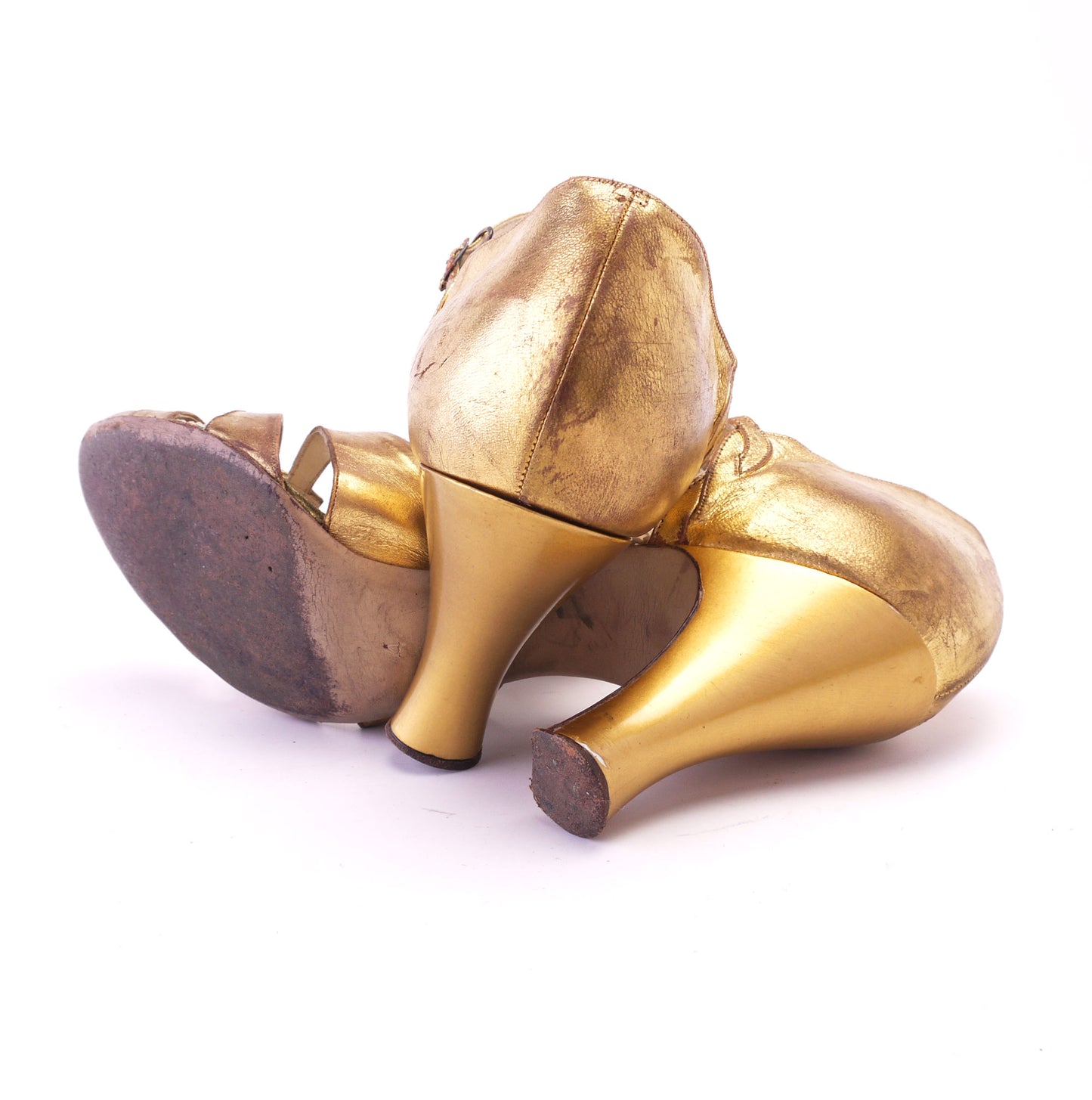 1930s Saxone Gold Dancing Shoes UK 3.5
