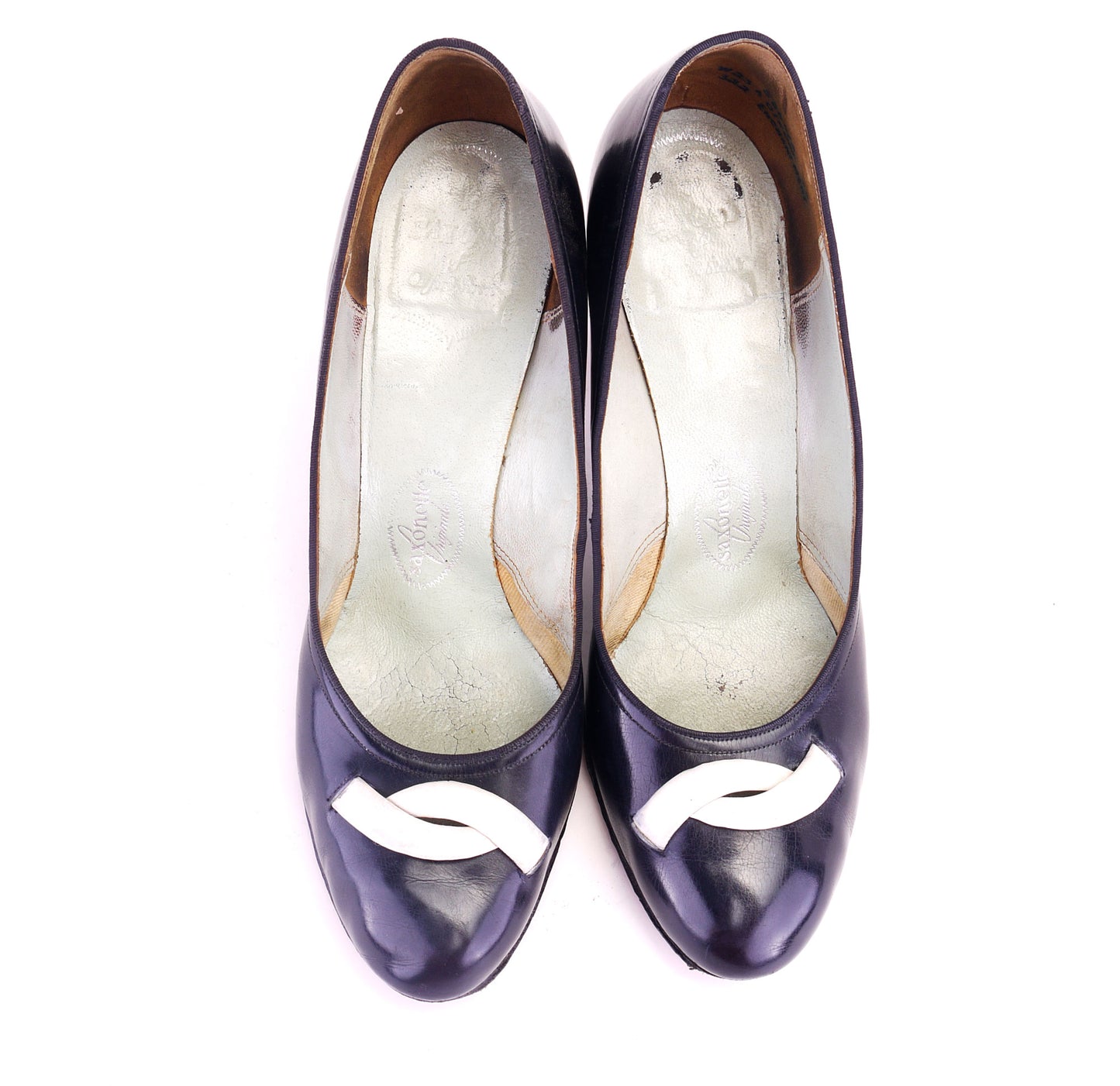 Chic 1950s Navy & White Pumps by Saxonette UK 4.5