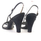 1950s Black Suede Evening Sandals w Large Stones UK 4.5