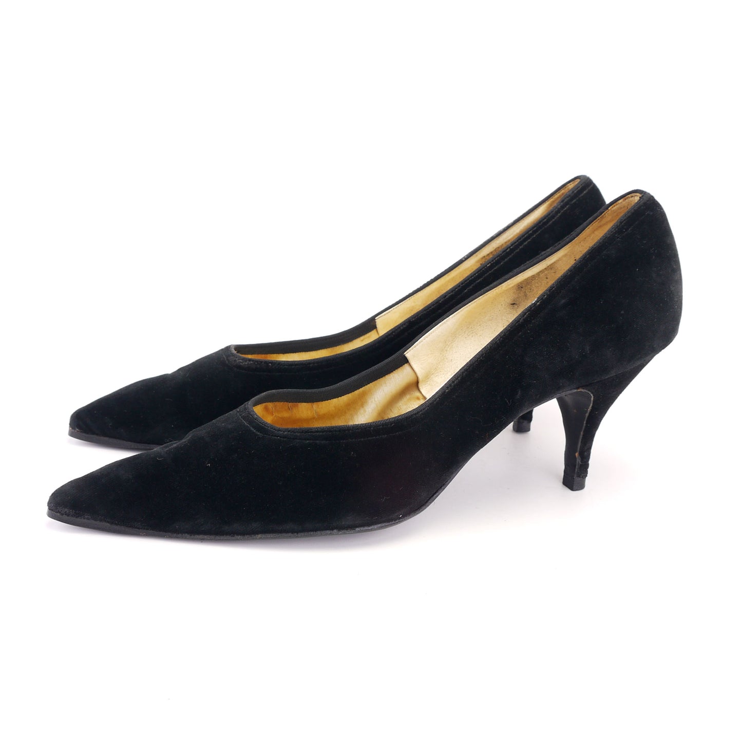 1960s Black Velvet Stilettos by Saxone UK 4