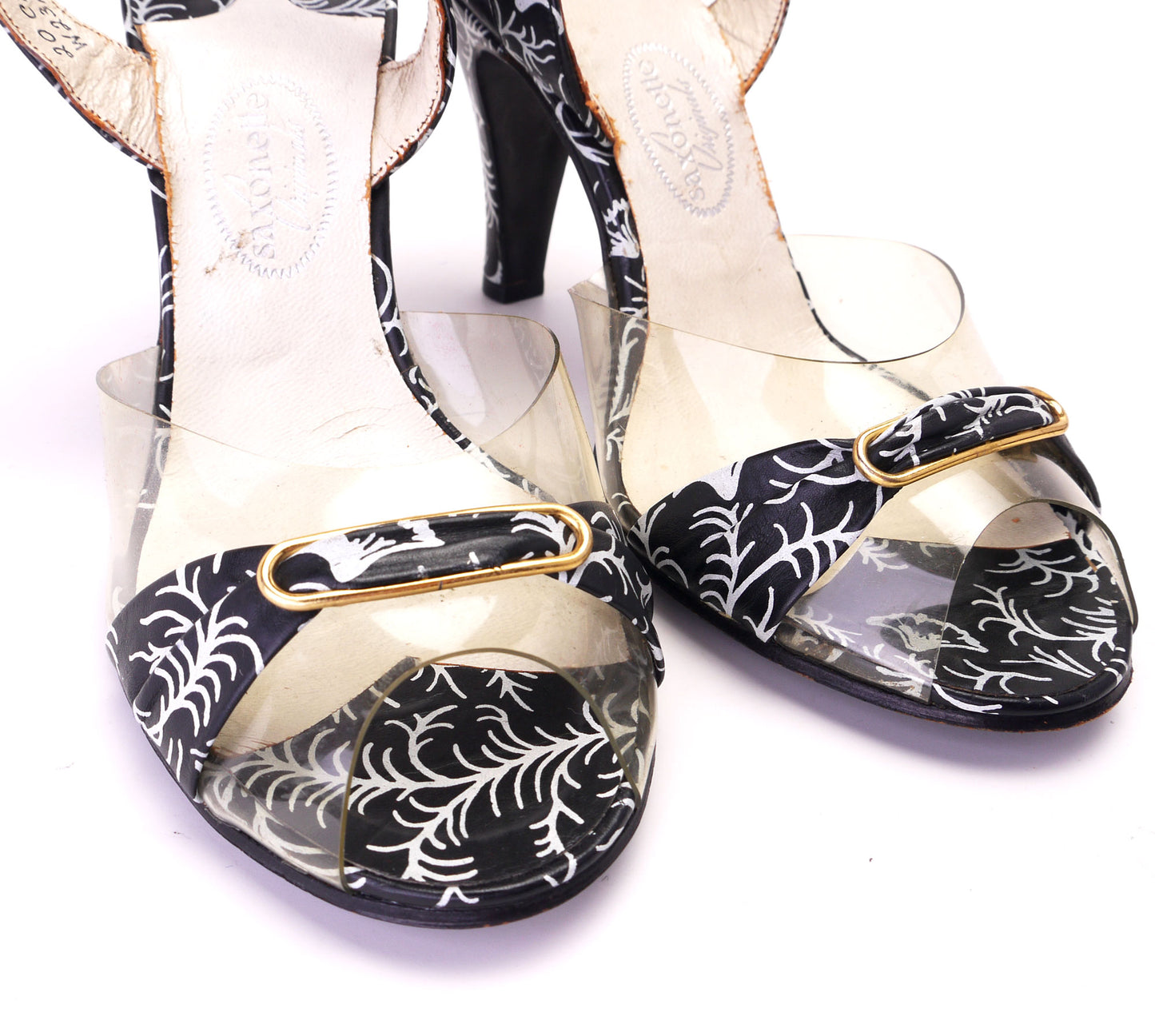 1950s Printed Leather & Vinyl Slingbacks by Saxone UK 4