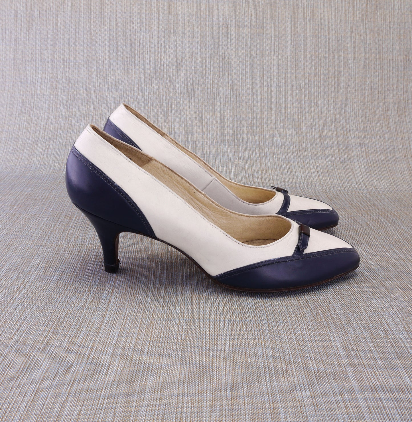 Unworn Navy & White 1960s Pumps by Seducta UK 3