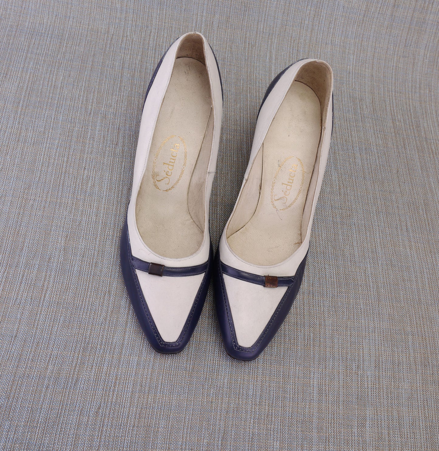Unworn Navy & White 1960s Pumps by Seducta UK 3