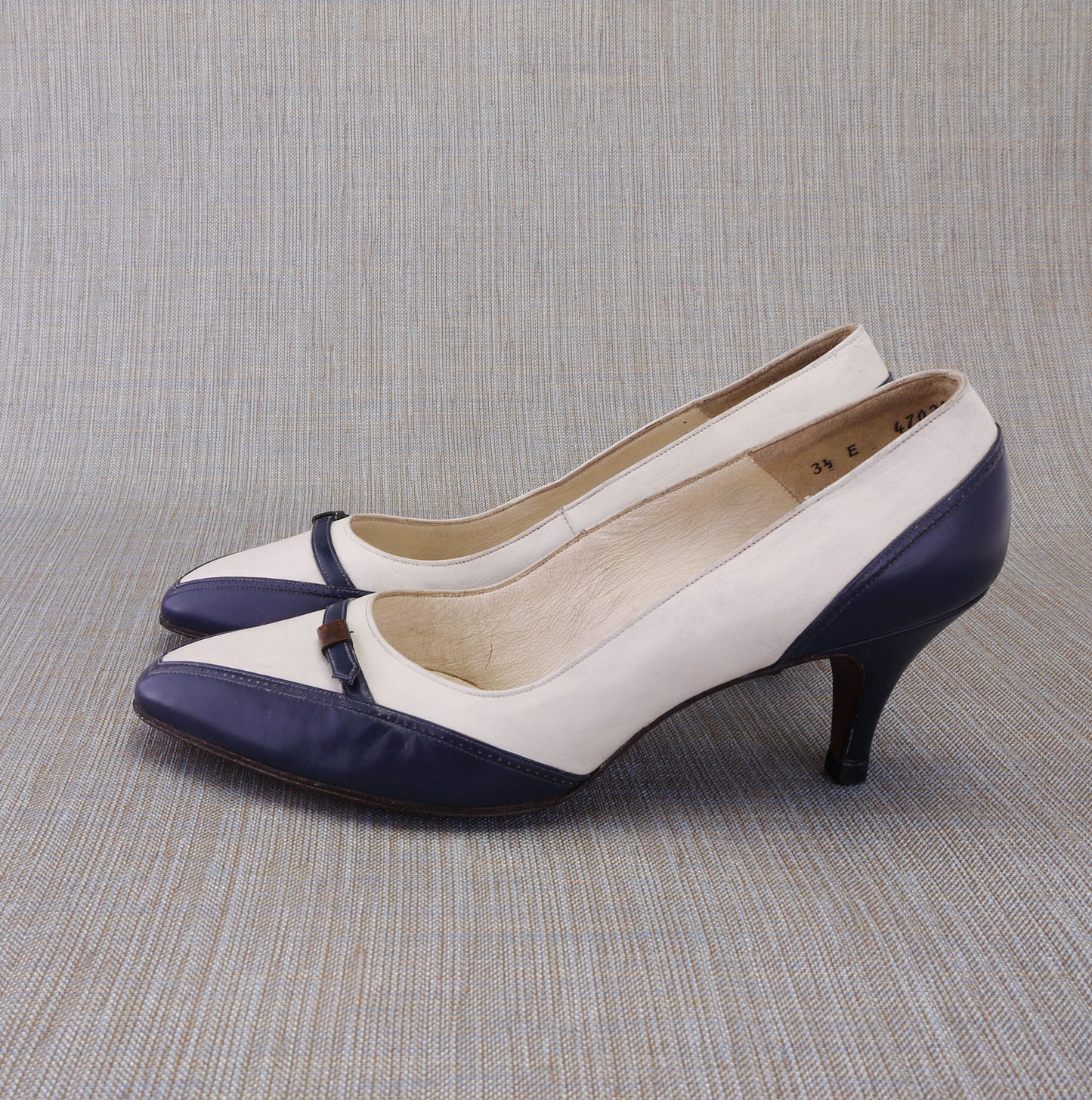 Unworn Navy & White 1960s Pumps by Seducta UK 3