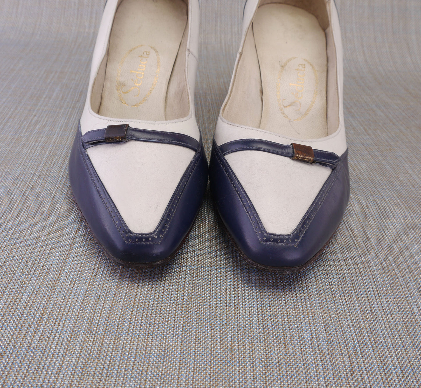 Unworn Navy & White 1960s Pumps by Seducta UK 3