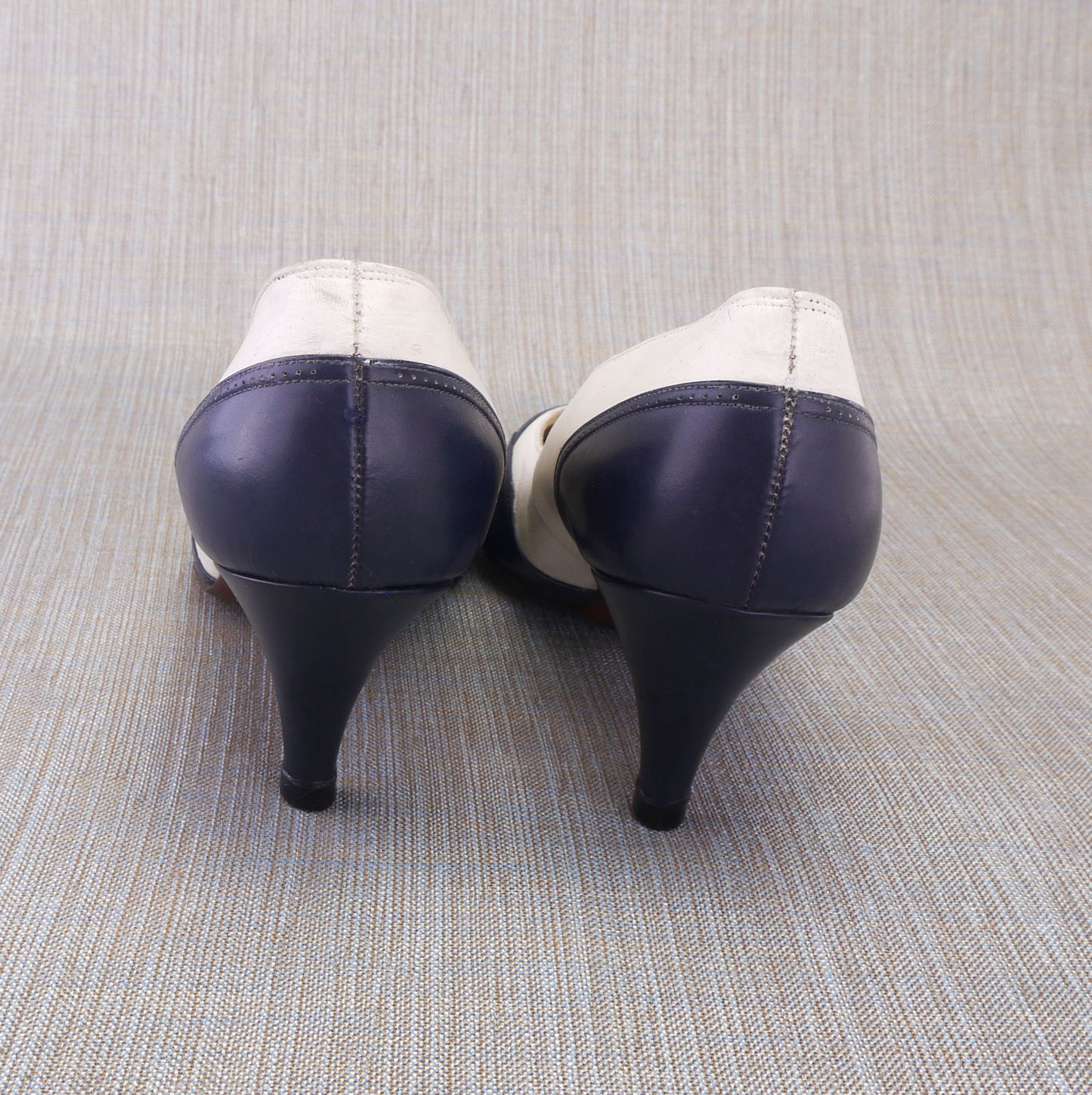 Unworn Navy & White 1960s Pumps by Seducta UK 3