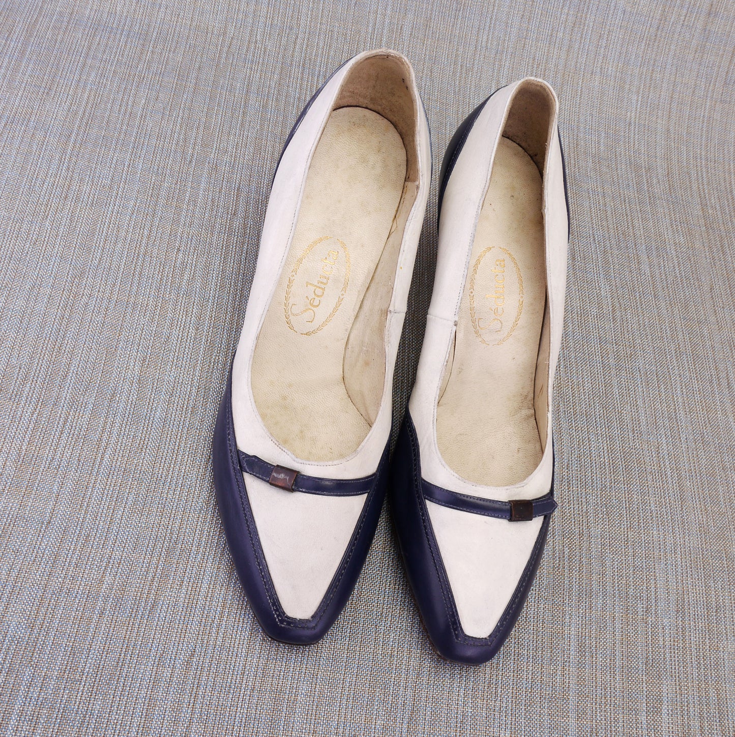 Unworn Navy & White 1960s Pumps by Seducta UK 4