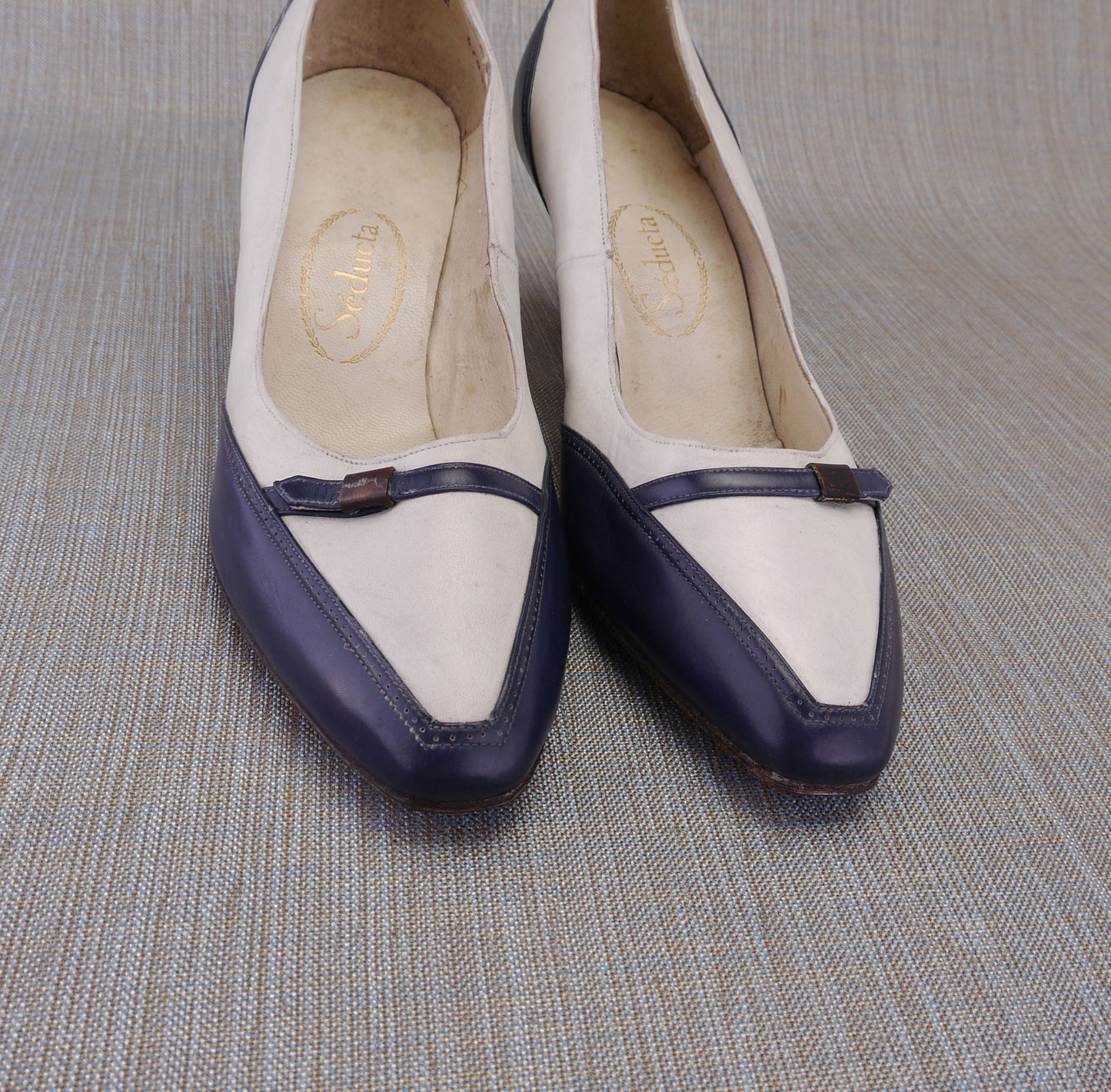 Unworn Navy & White 1960s Pumps by Seducta UK 4
