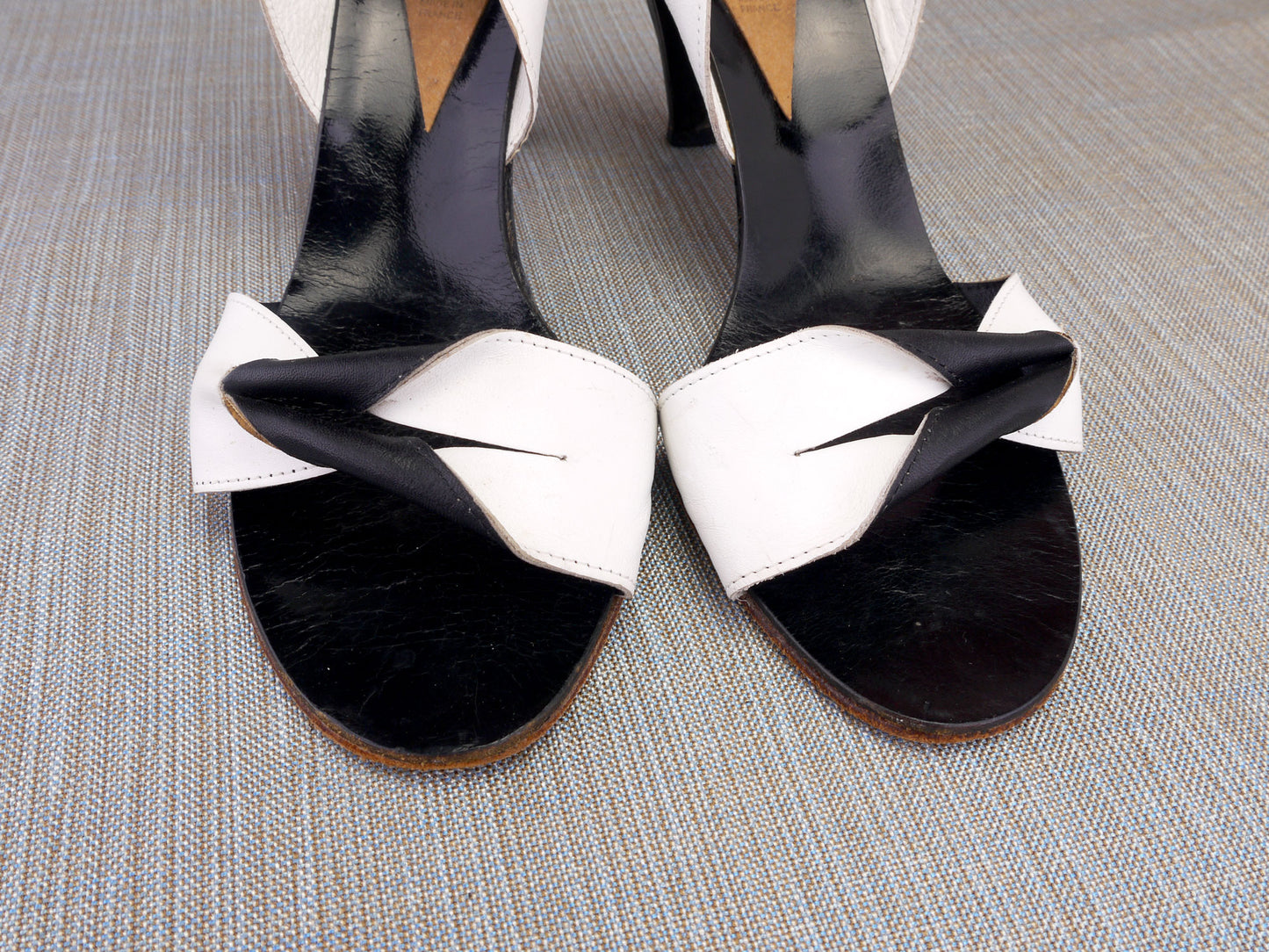 Charles Jourdan Seducta Black & White 80s Sandals UK 4.5
