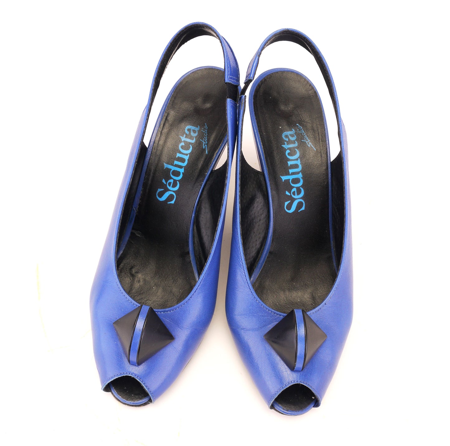 Seducta Blue & Black 1980s Sandals and Bag UK 4.5