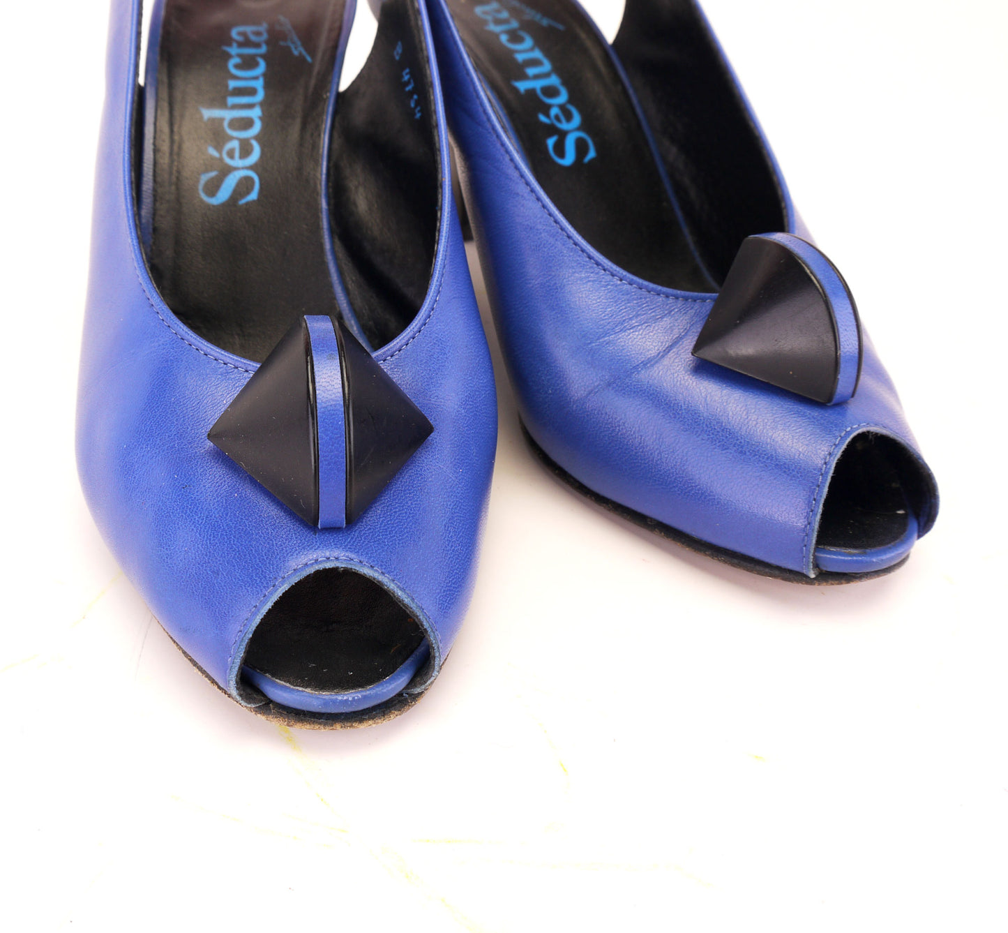 Seducta Blue & Black 1980s Sandals and Bag UK 4.5