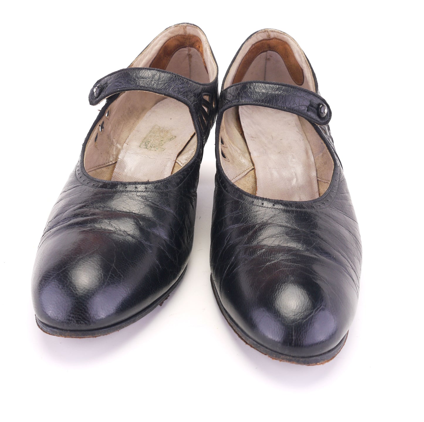 1920s Black Mary Janes with Cutouts UK 6