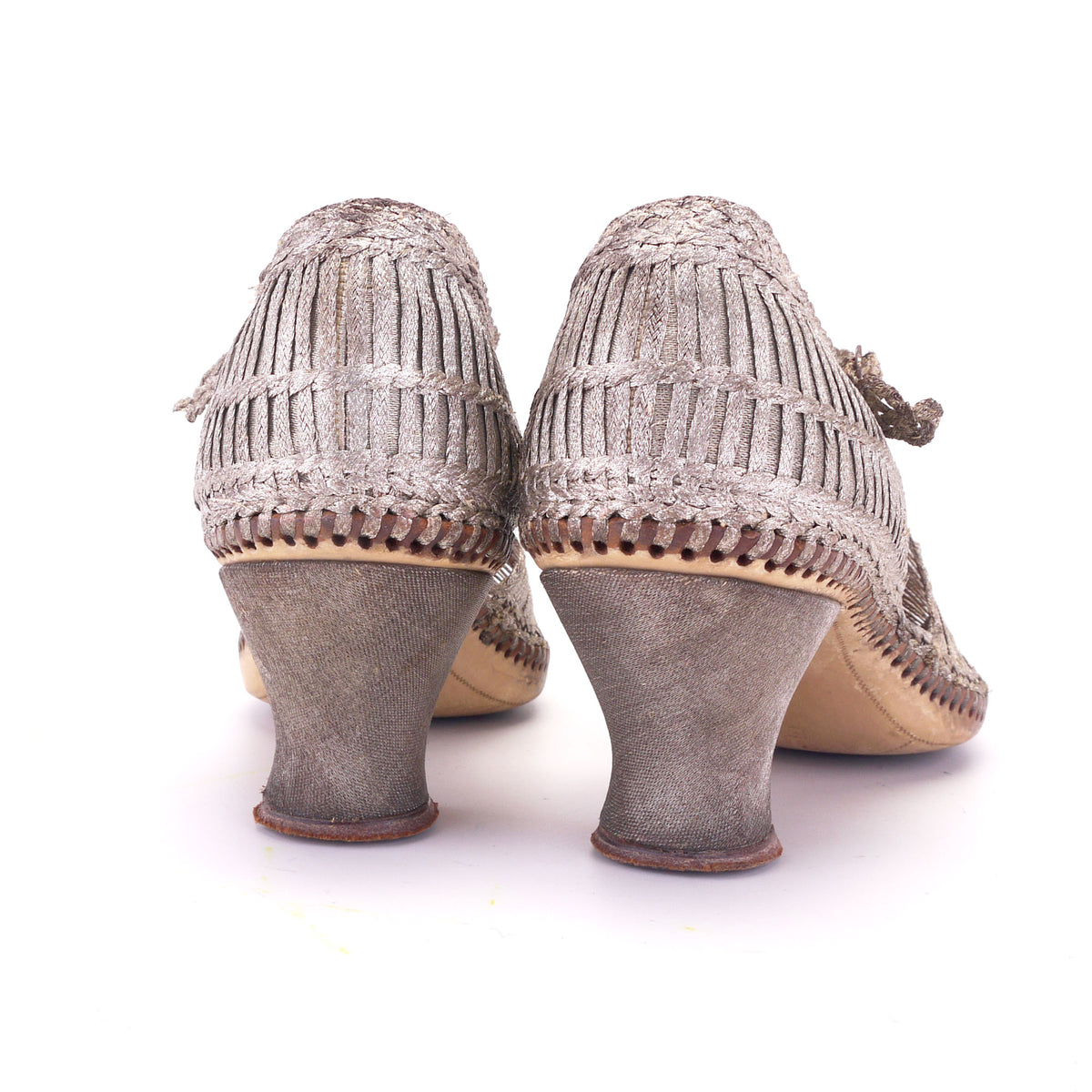 1920s Silver Sandals Metal Braid T Bars UK 3
