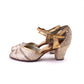 1950s Gold and Silver Brocade Evening Sandals UK 4