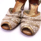 1950s Gold and Silver Brocade Evening Sandals UK 4