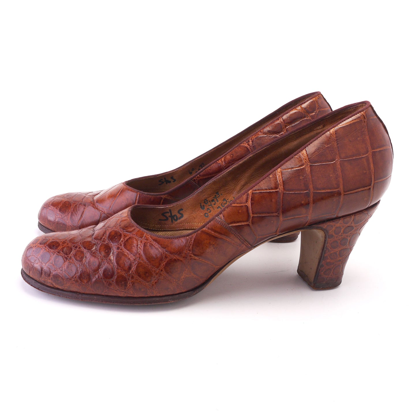 1940s Mid Heel Cognac Pumps by Slade UK 7