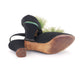 1930s Black & Apple Green Slippers w Feathers UK 6