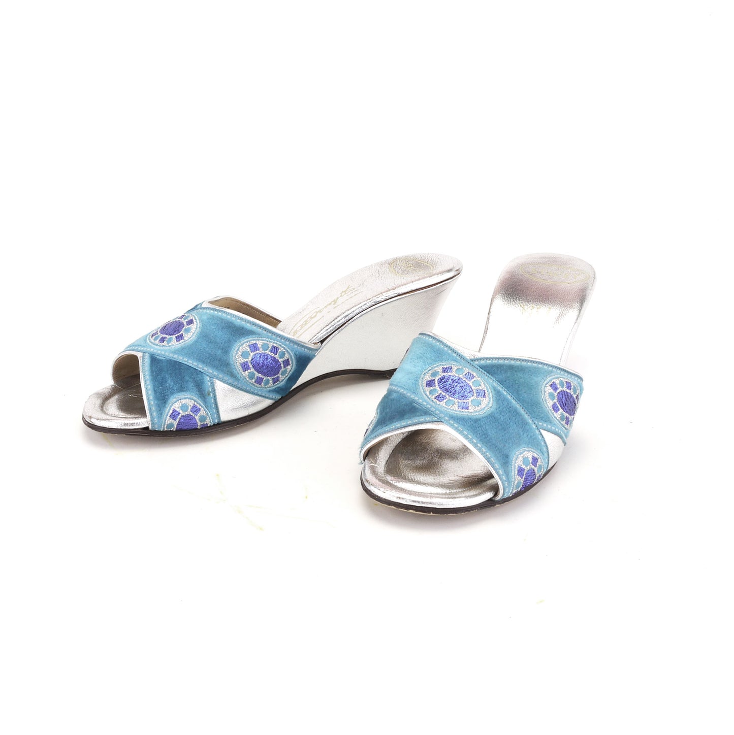 1960s Silver & Turquoise Wedges by Stacey UK 4