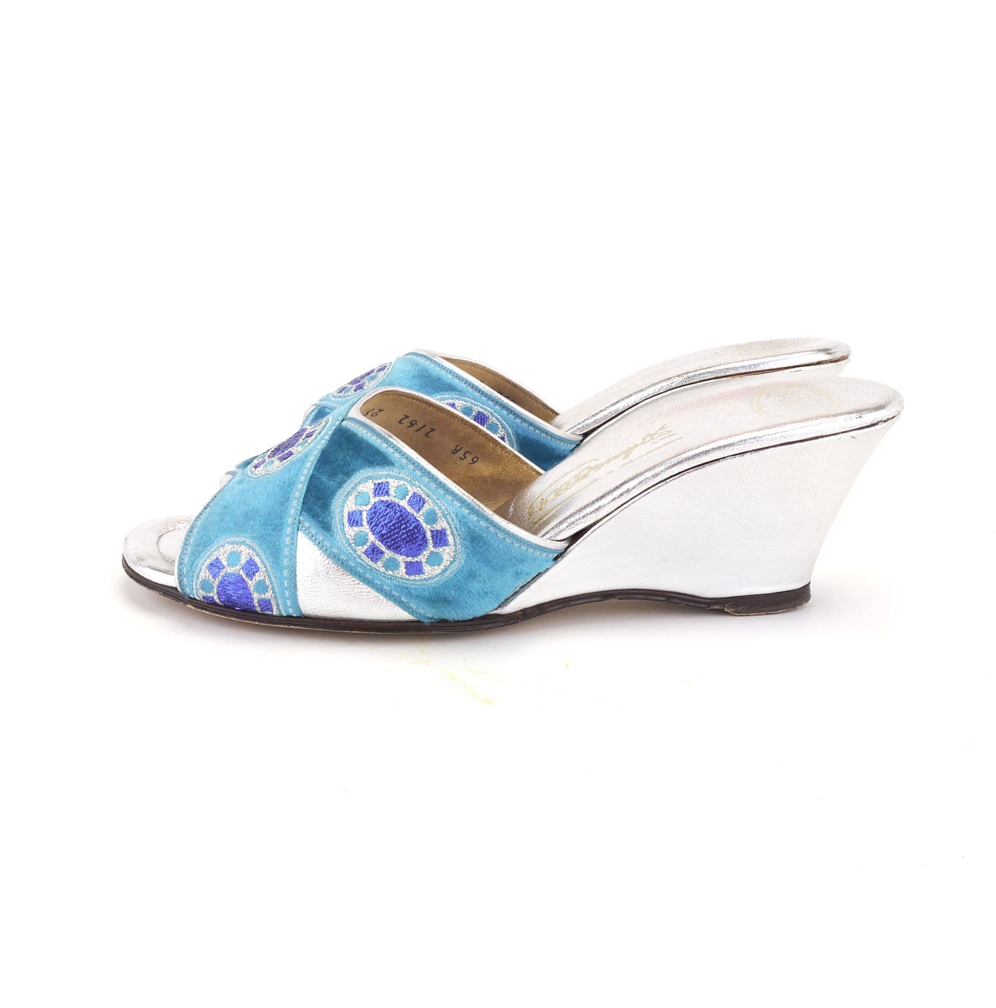 1960s Silver & Turquoise Wedges by Stacey UK 4
