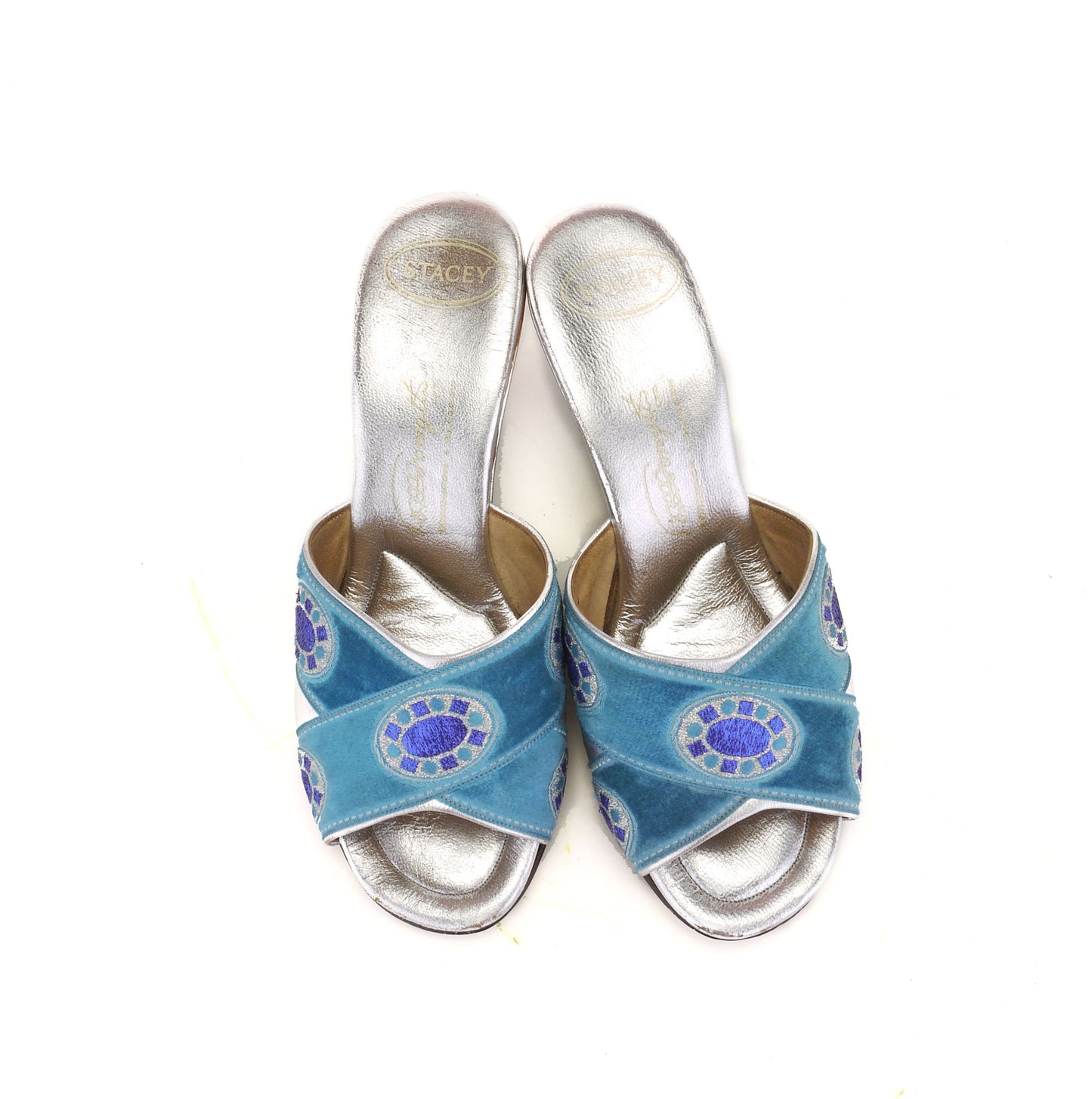 1960s Silver & Turquoise Wedges by Stacey UK 4