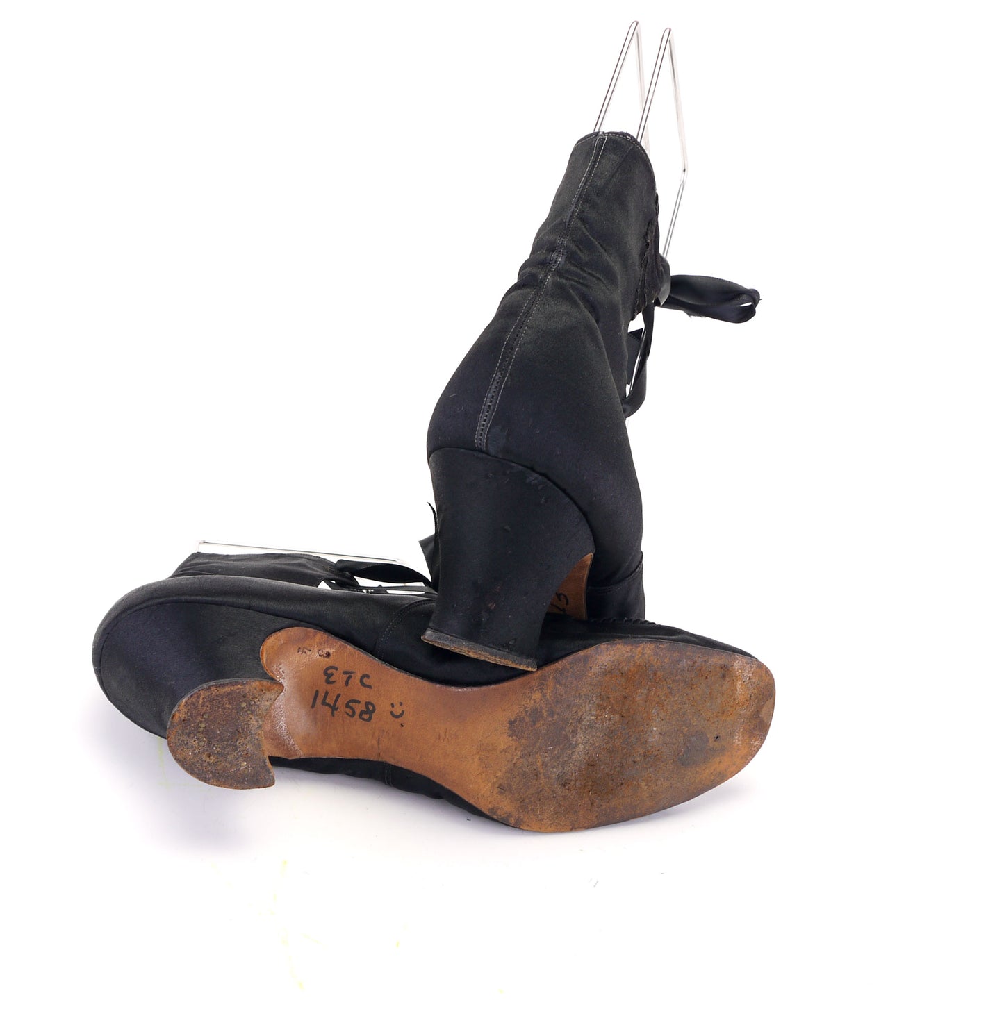1910s Black Silk Tango Boots UK 2