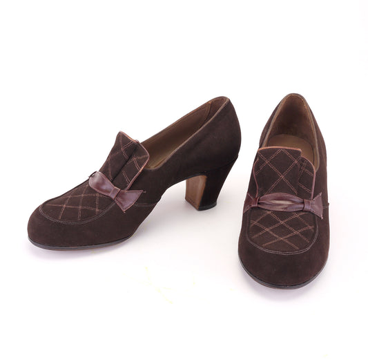1940s Deadstock CC41 Brown Loafer Heels by Trueform UK 4.5