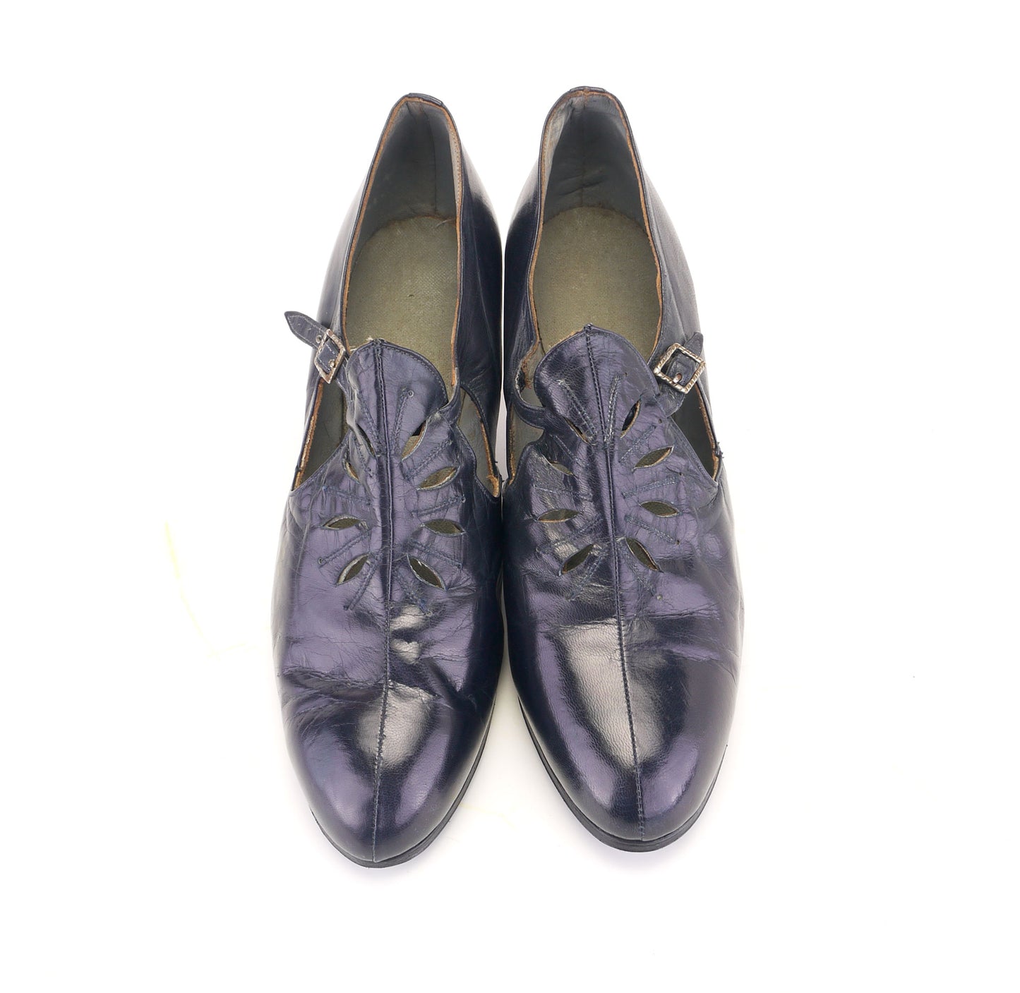 1930s Trueform Navy Pumps w Cutouts UK 6