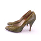 1950s Green Lizard Stiletto Heel Pumps UK 4