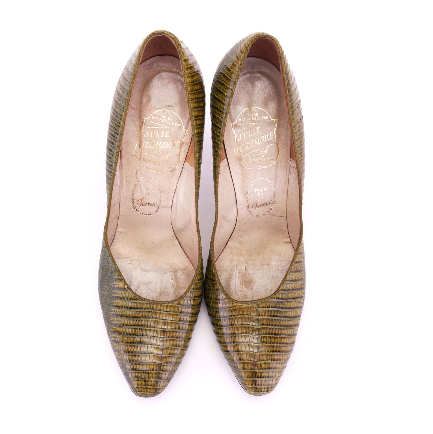 1950s Green Lizard Stiletto Heel Pumps UK 4