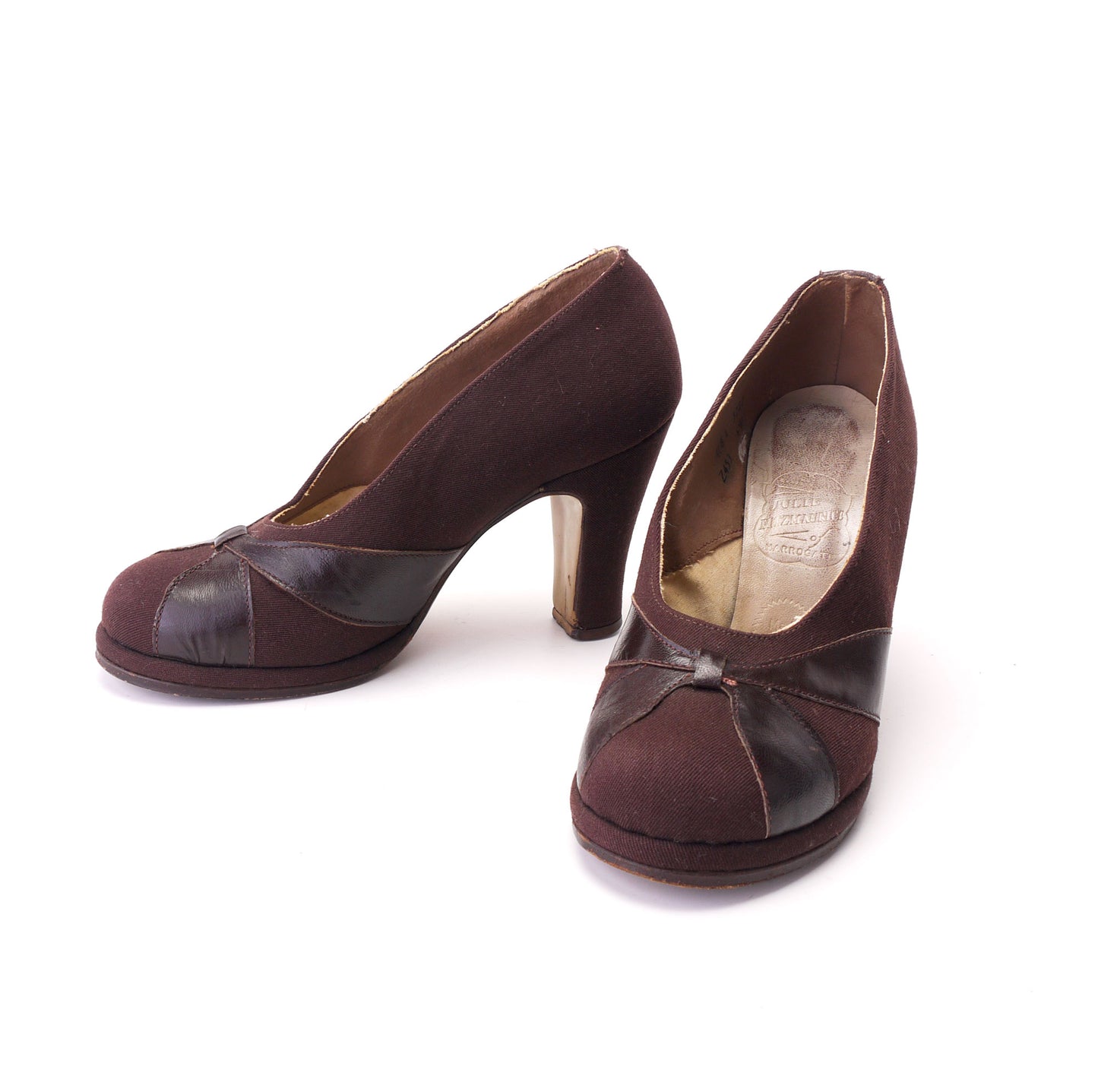 1940s Gabardine & Leather Platform Pumps by Turner UK 3