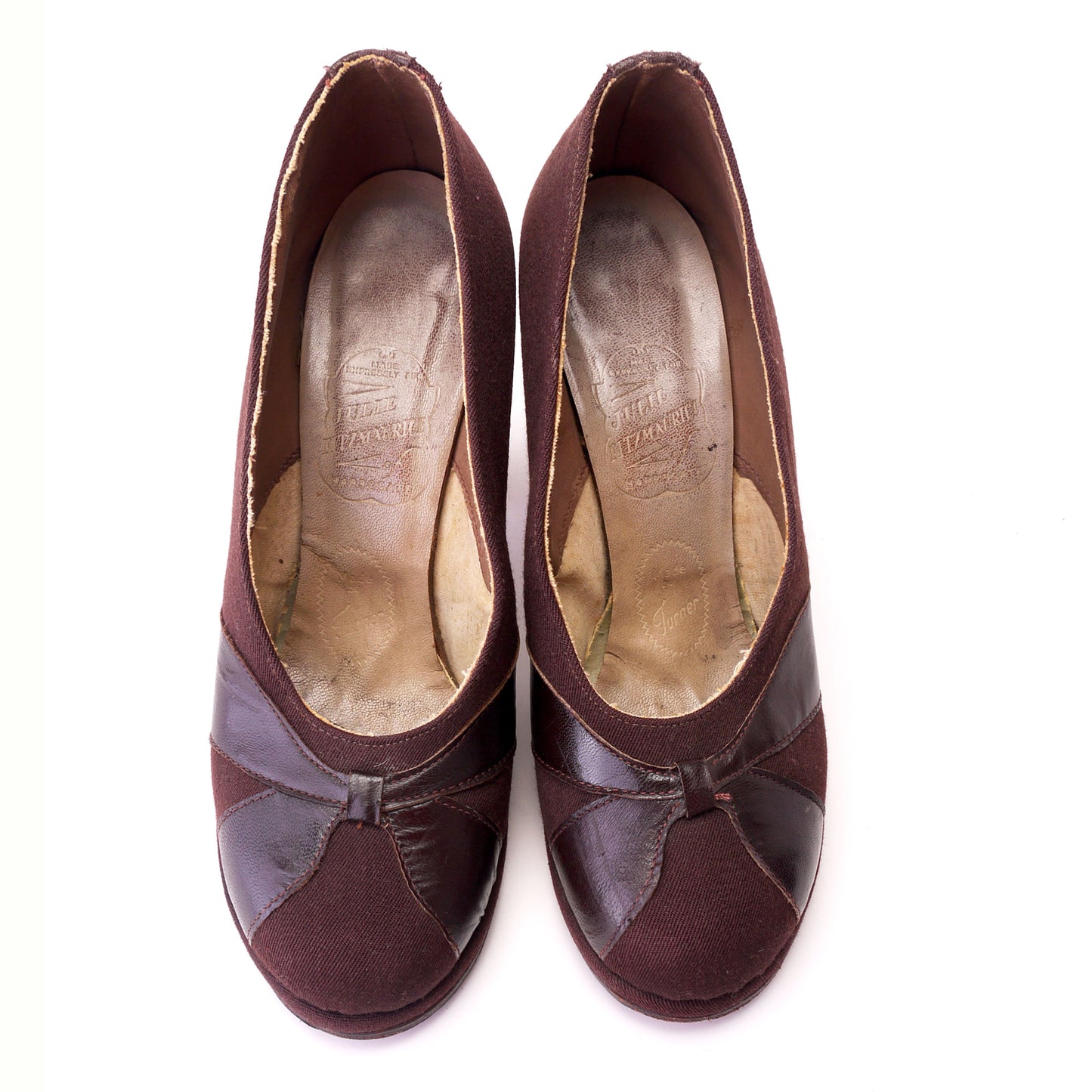 1940s Gabardine & Leather Platform Pumps by Turner UK 3