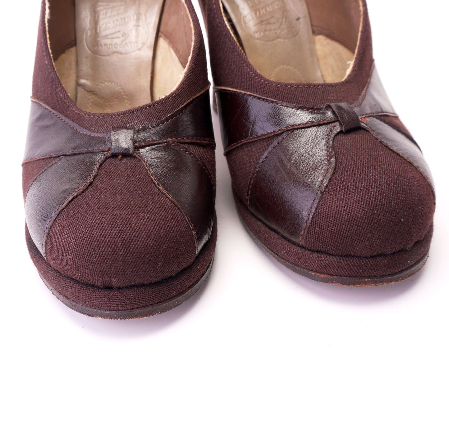1940s Gabardine & Leather Platform Pumps by Turner UK 3