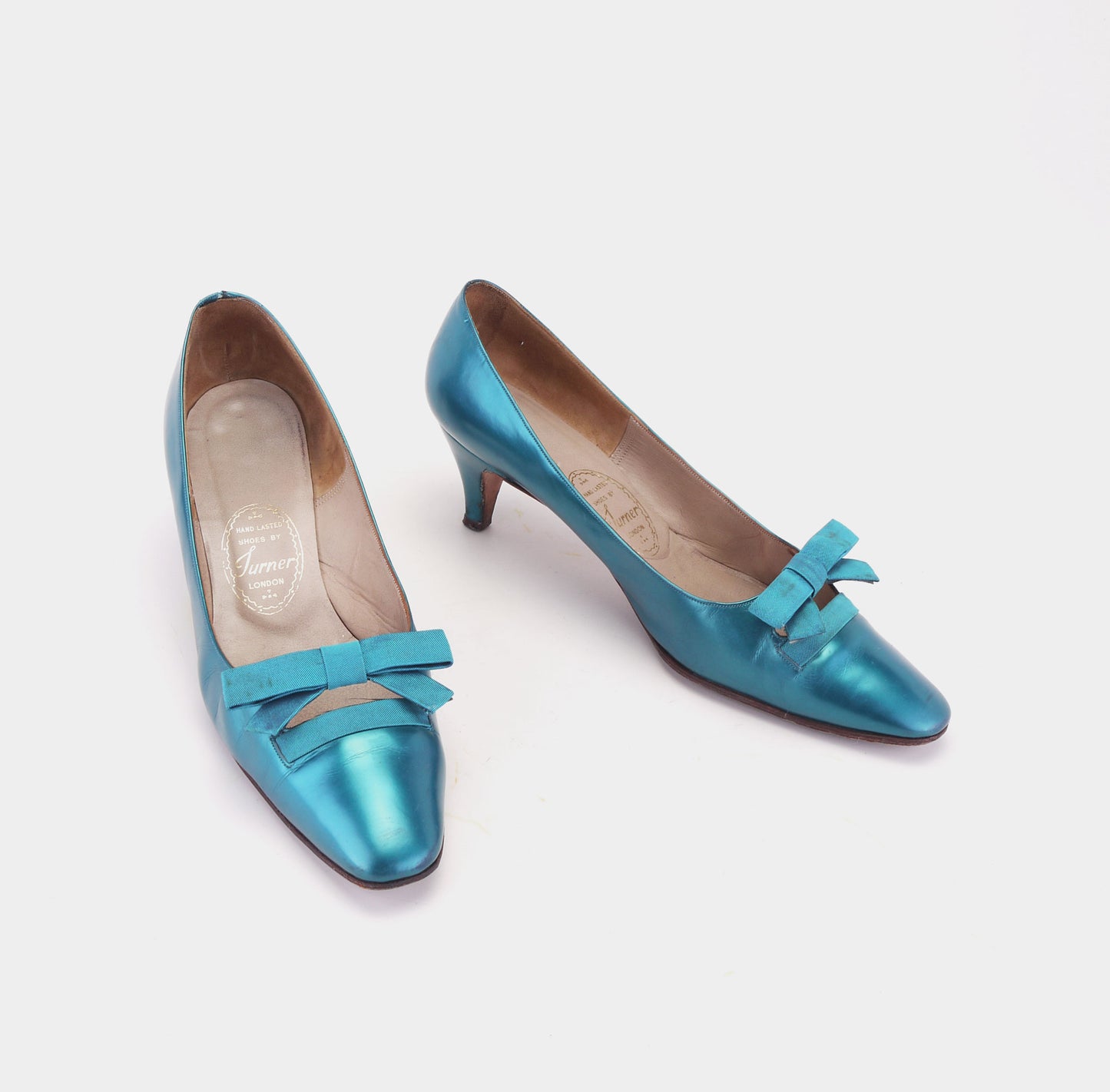 1960s Metallic Turquoise Pumps by Turner UK 4.5