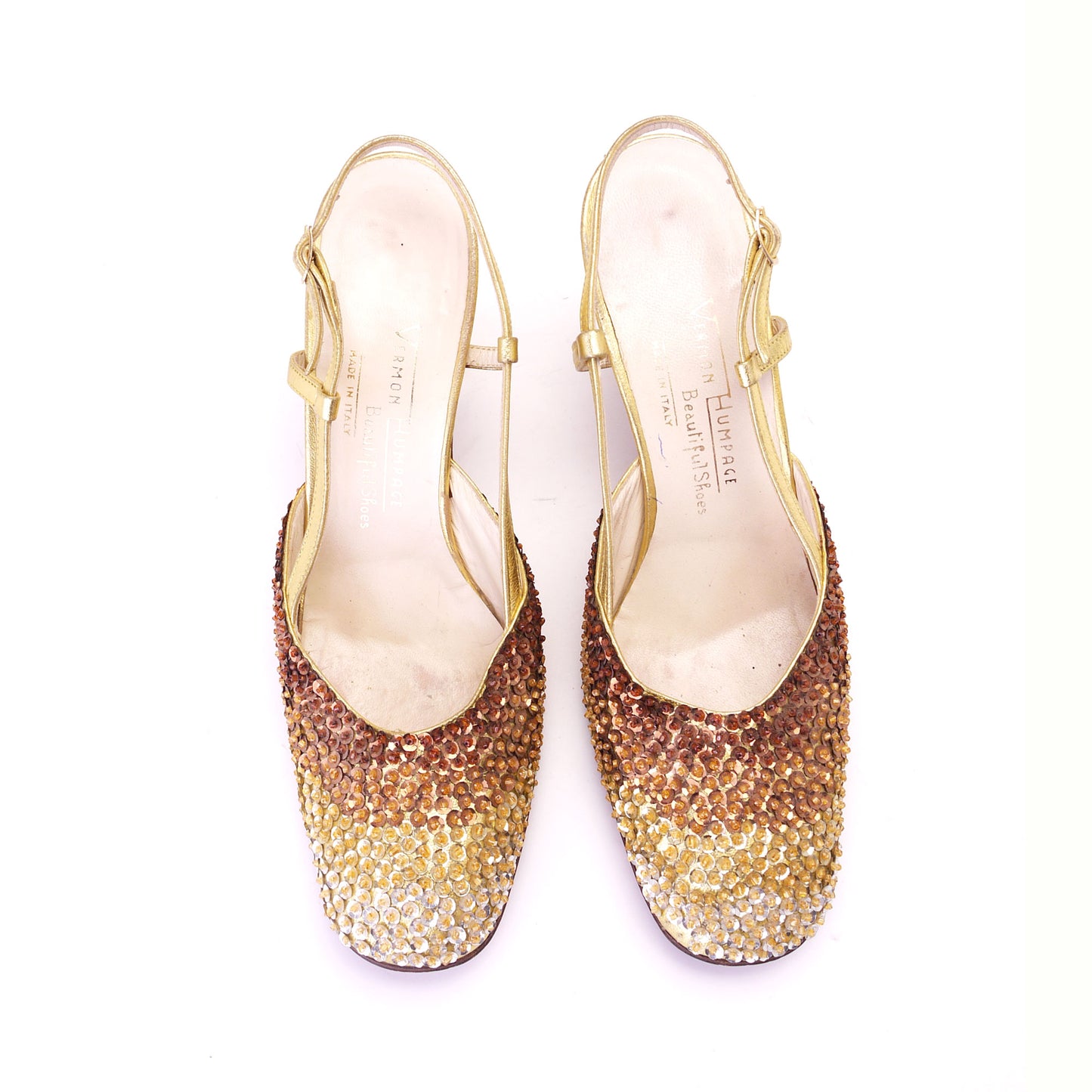 1960s Vernon Humpage Ombre Sequin Slingbacks UK 4.5