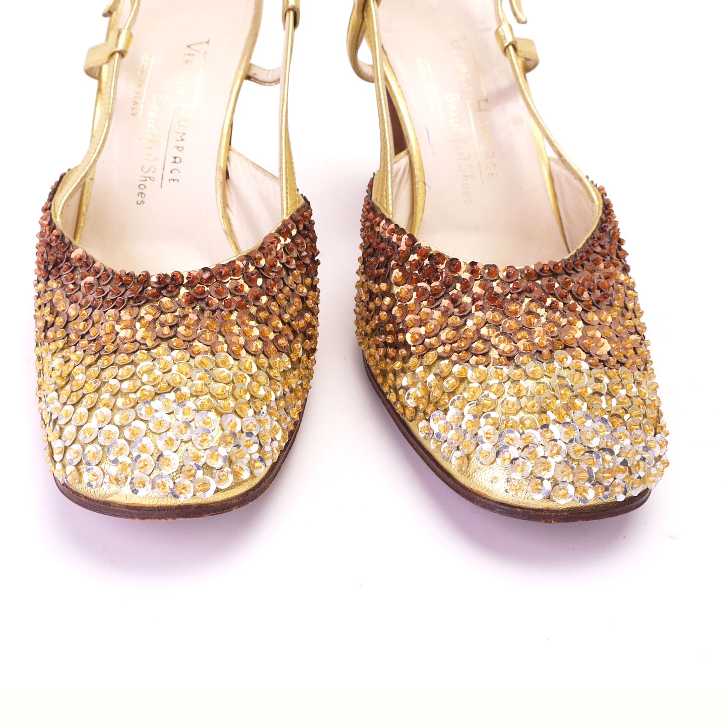 1960s Vernon Humpage Ombre Sequin Slingbacks UK 4.5