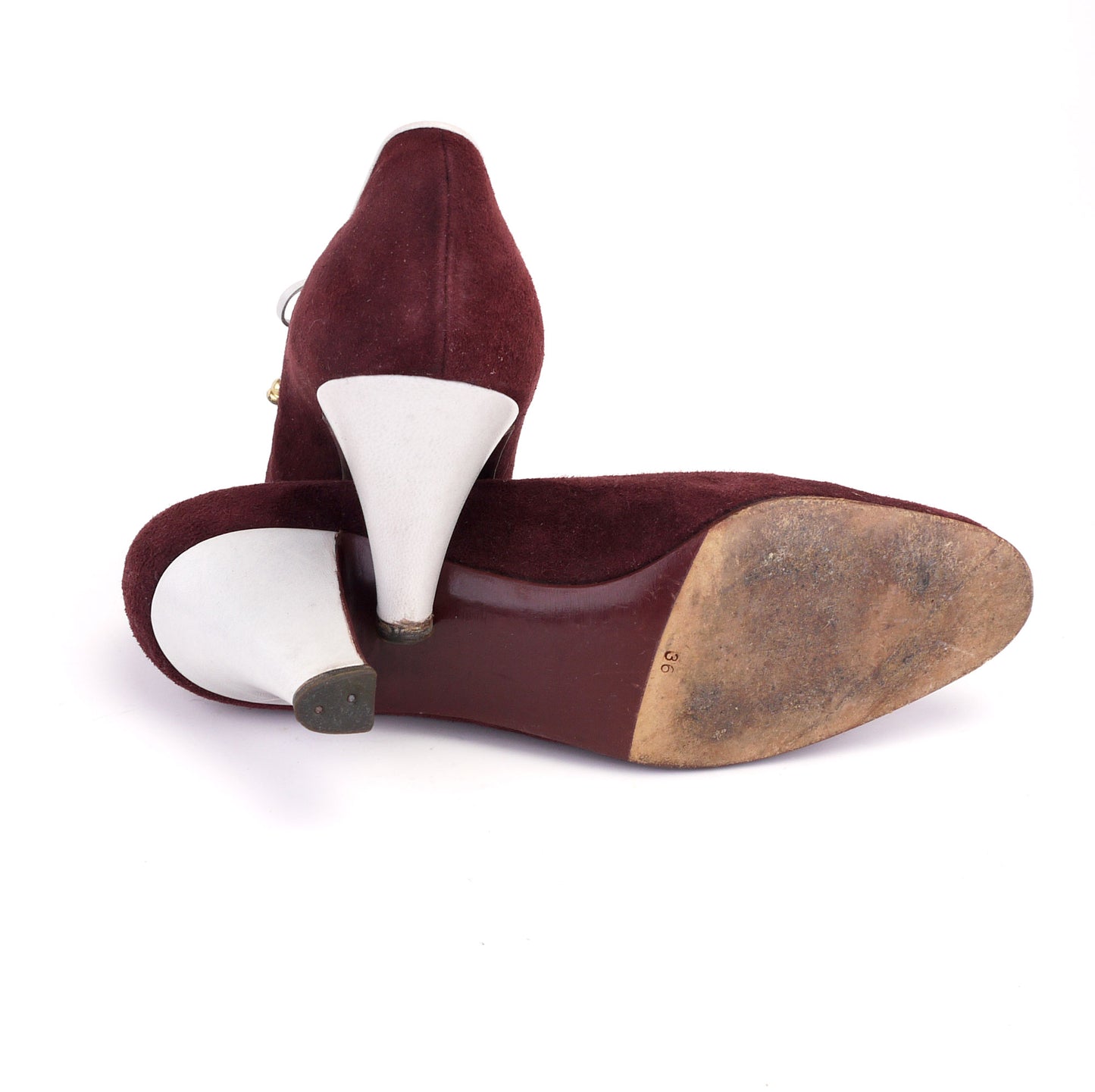 1970s Plum & Grey Sports Style Heels by Vaccari UK 3