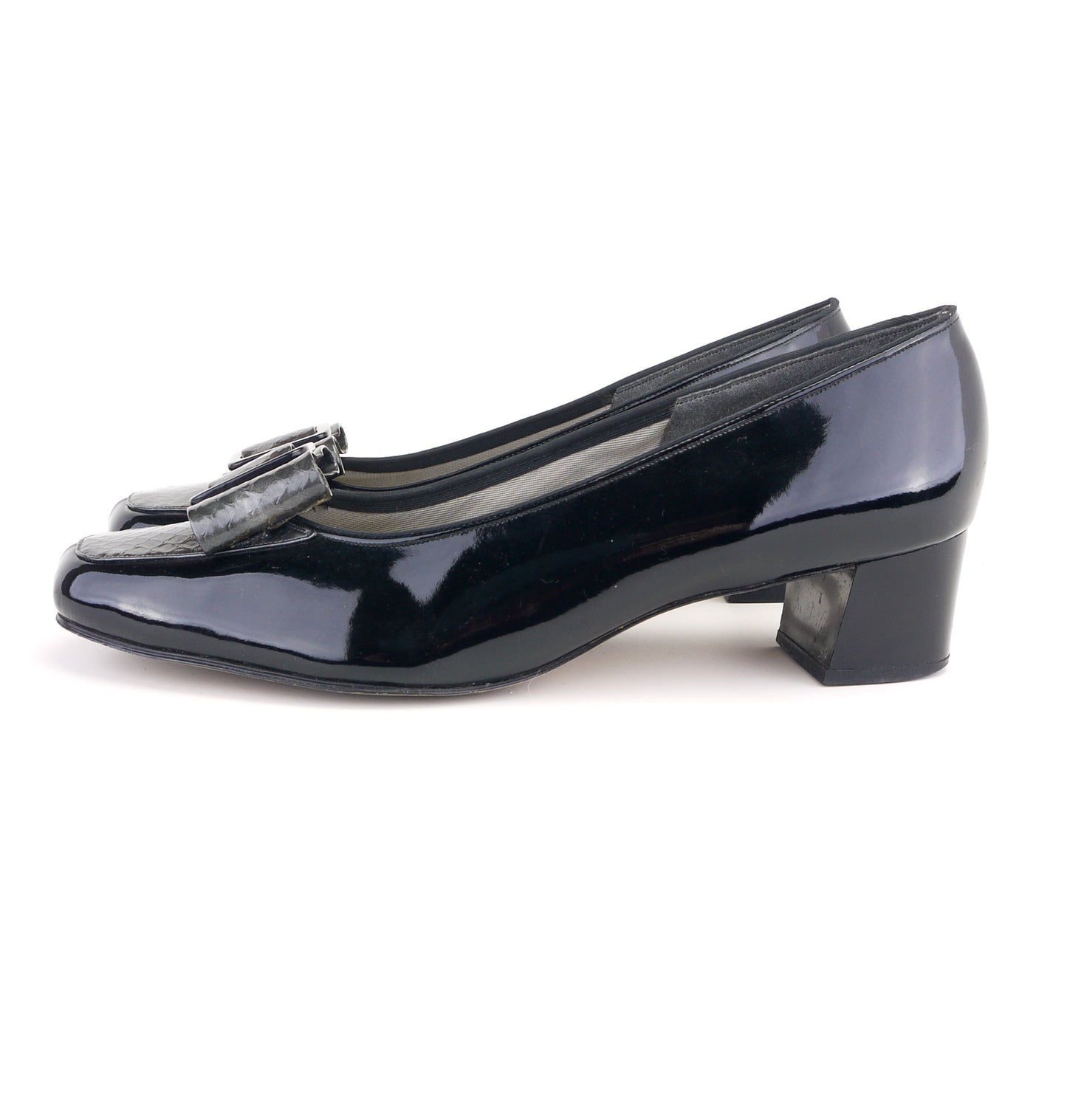 1960s Black Wet Look Pumps By Van Dal UK 7.5