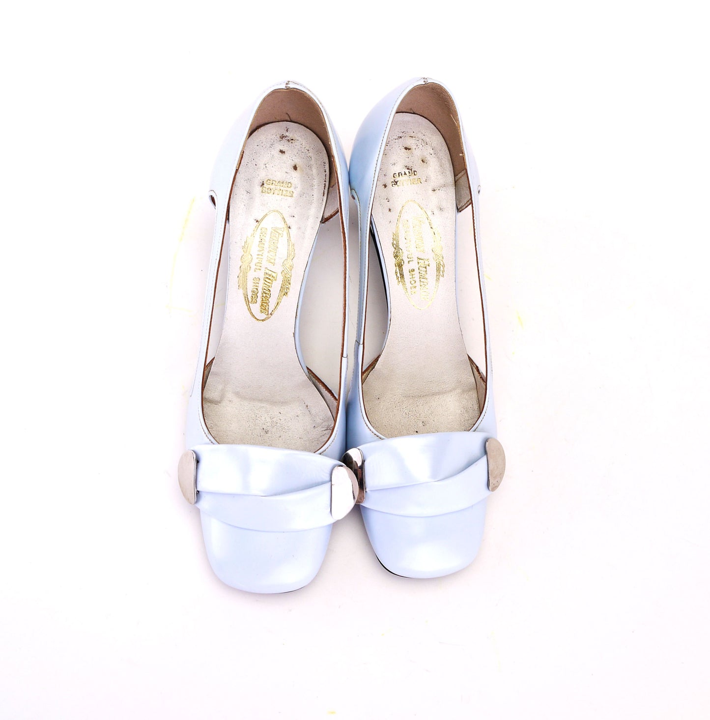 1960s Pale Blue Pumps W Mirror Heel Vernon Humpage UK 2.5
