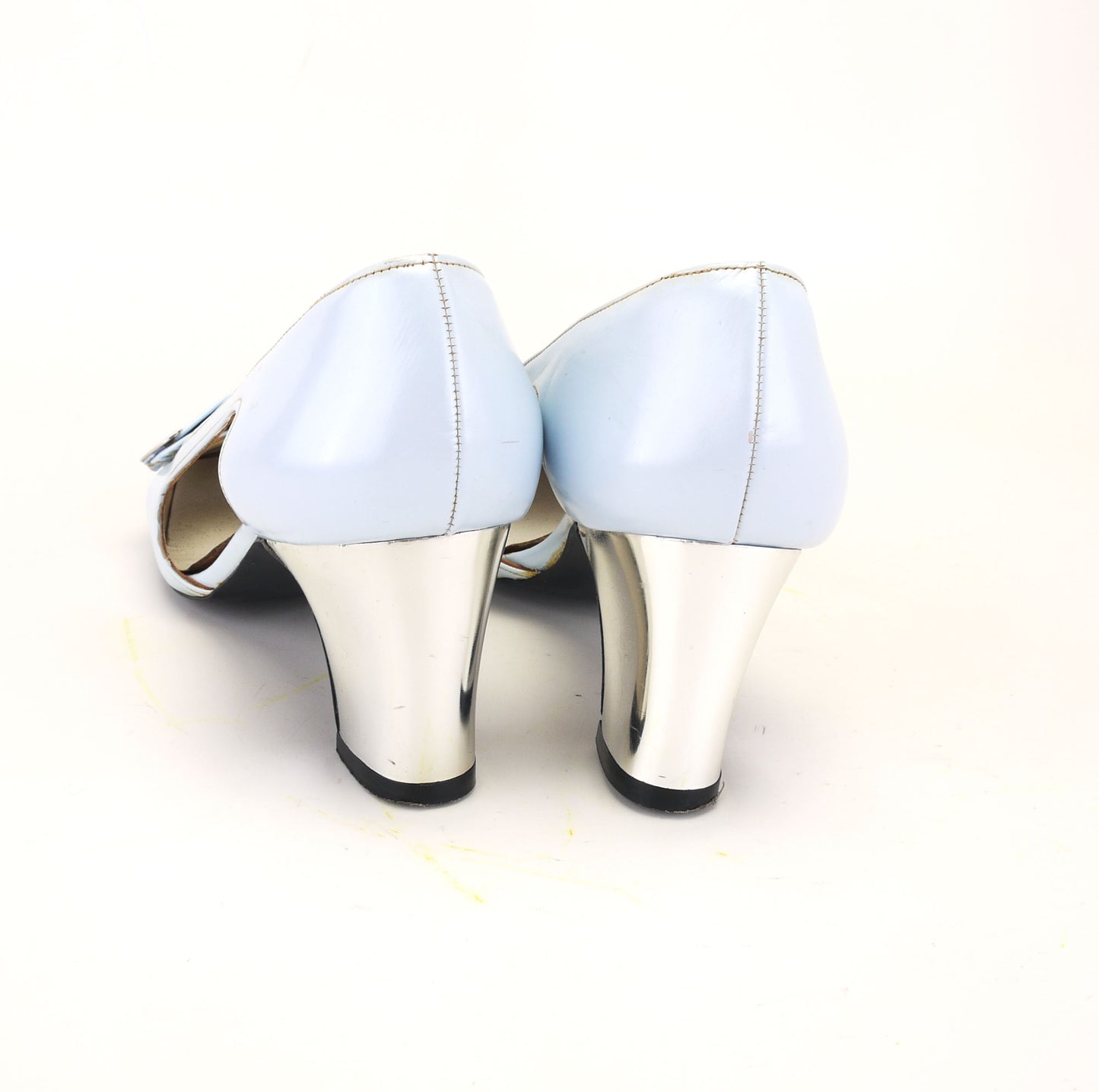 1960s Pale Blue Pumps W Mirror Heel Vernon Humpage UK 2.5