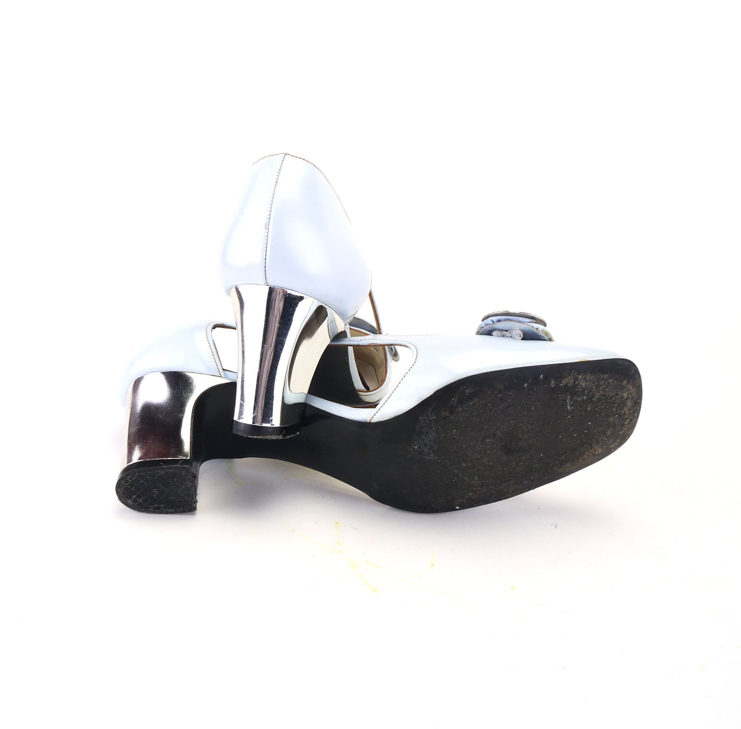 1960s Pale Blue Pumps W Mirror Heel Vernon Humpage UK 2.5
