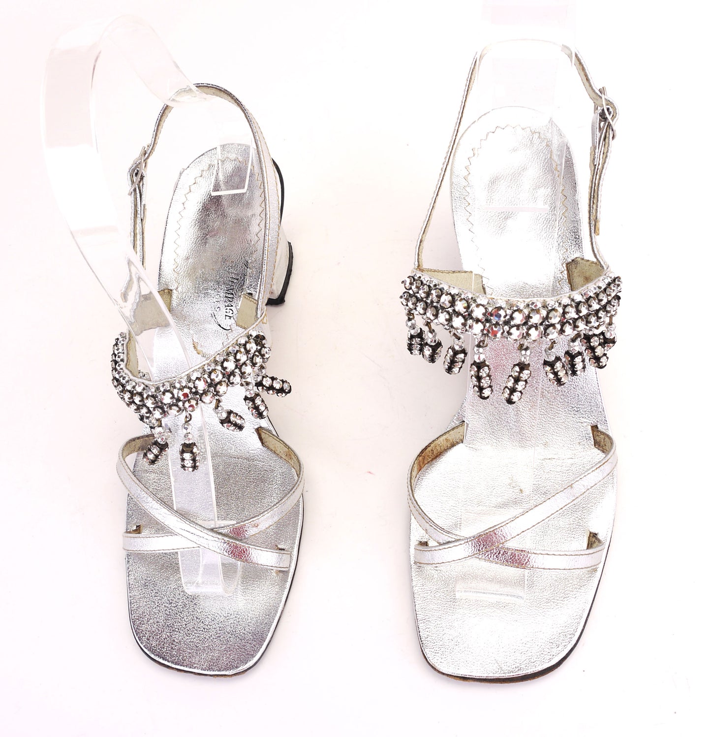 Rhinestone Encrusted 70s Silver Sandals by Vernon Humpage UK 3