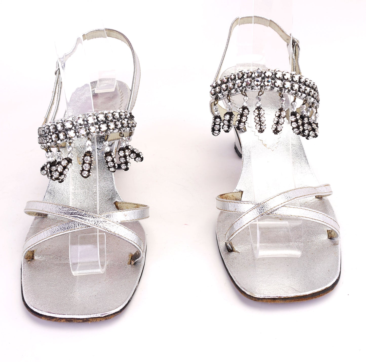 Rhinestone Encrusted 70s Silver Sandals by Vernon Humpage UK 3