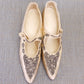 Edwardian White Silk Bar Shoes w Silver Beading UK 6